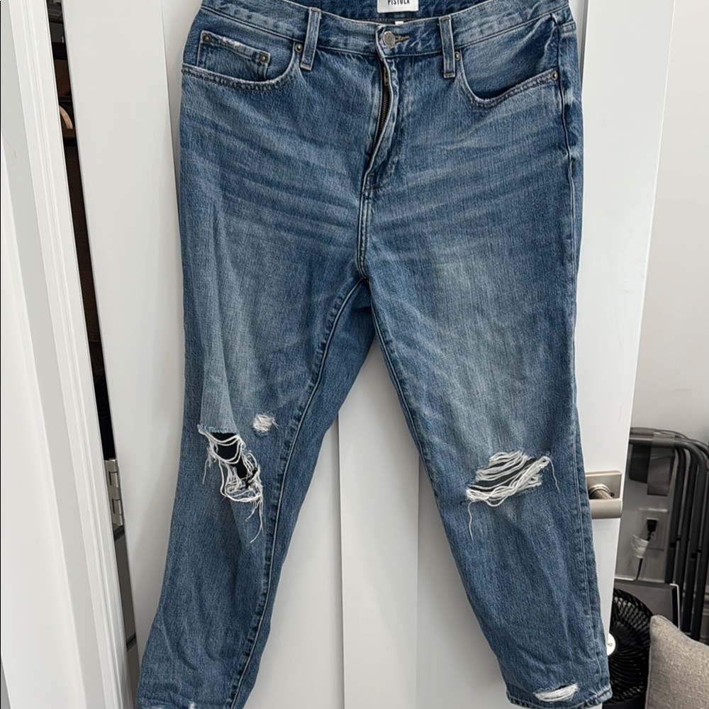 Pistola Distressed Blue Boyfriend Jeans